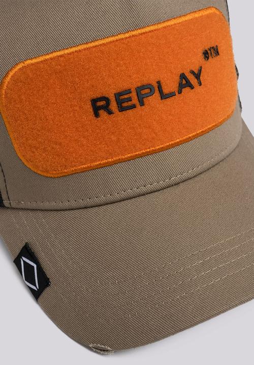 Replay - Washed mesh peak cap - khaki green