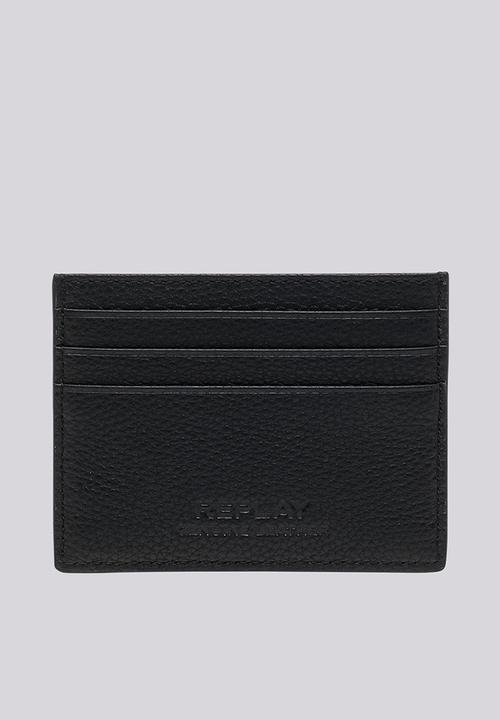 Replay - Matt hammered sheep leather wallet - black