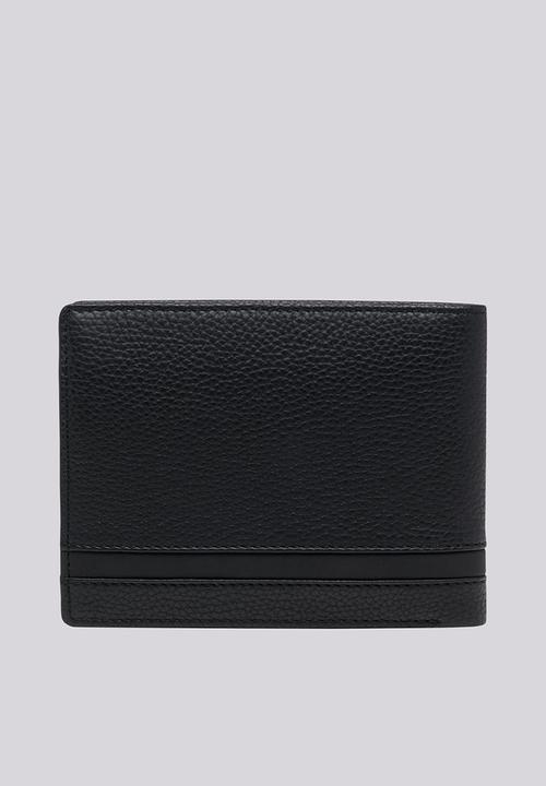 Replay - Matt hammered leather trifold wallet - black