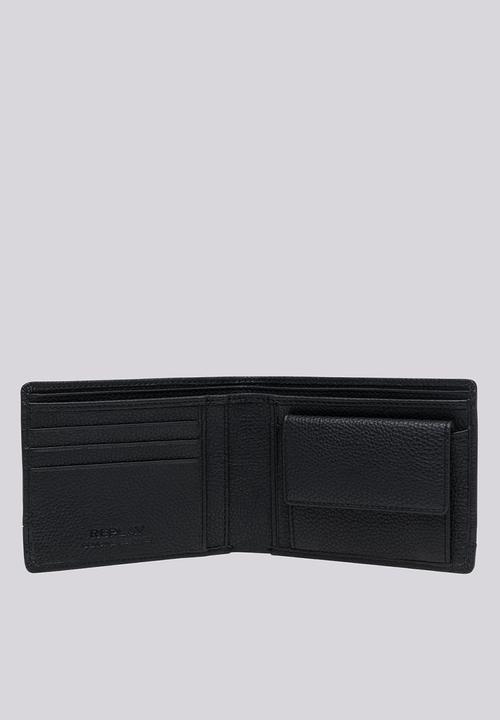 Replay - Matt hammered leather trifold wallet - black