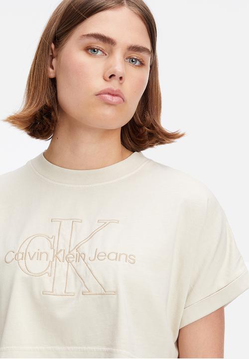 Calvin Klein - Mono logo cropped tee - classic beige