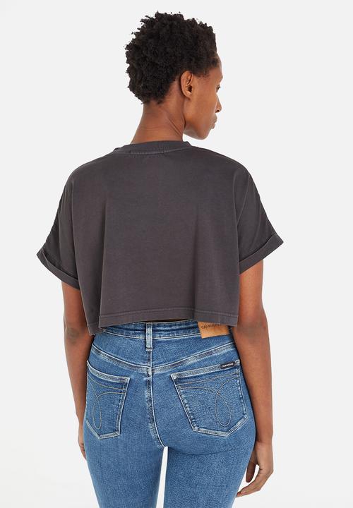 Calvin Klein - Mono logo cropped tee - washed black
