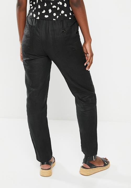 Me&B - The ultimate tapered leg linen pant - black