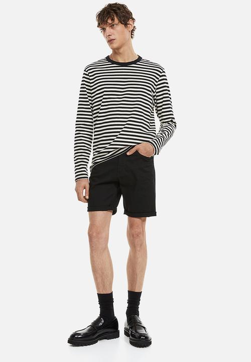 H&M - Slim fit cotton twill shorts - black