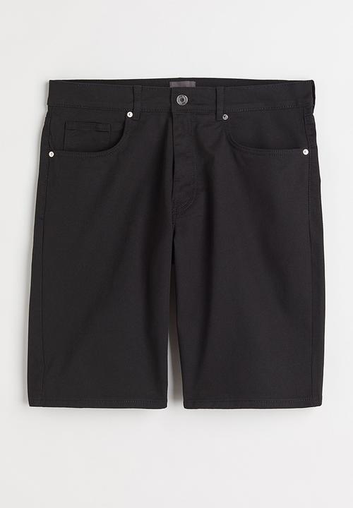 H&M - Slim fit cotton twill shorts - black