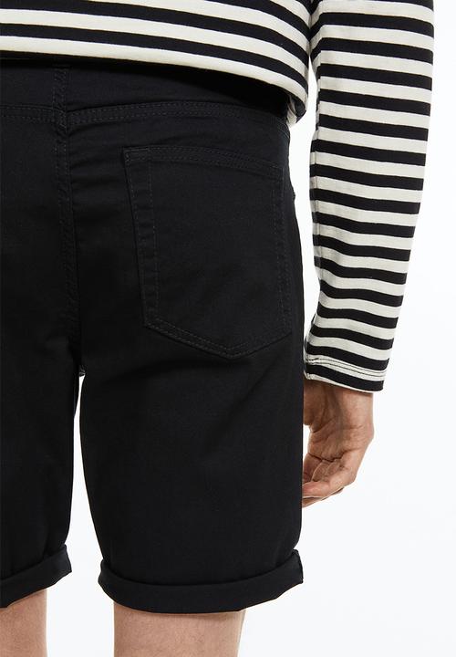 H&M - Slim fit cotton twill shorts - black