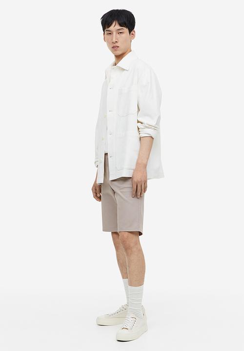 H&M - Slim fit cotton twill shorts - beige 