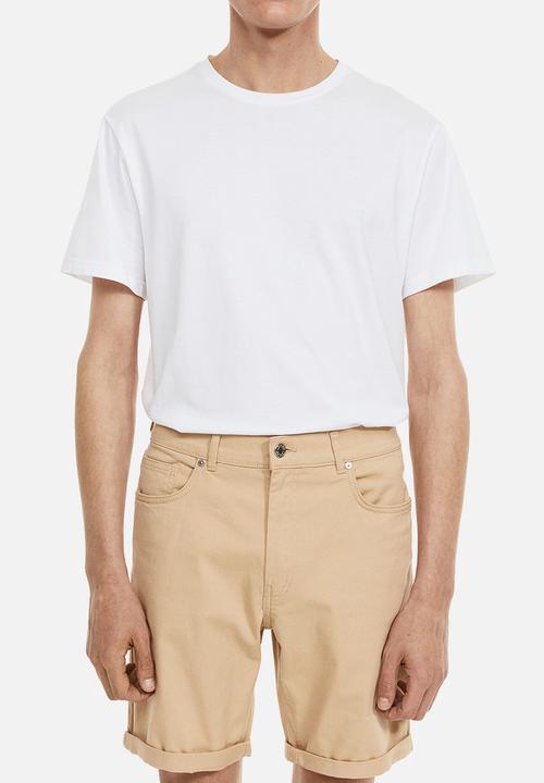 H&M - Slim fit cotton twill shorts - beige