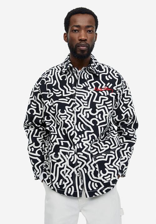 H&M - Water-repellent coach jacket - white & black