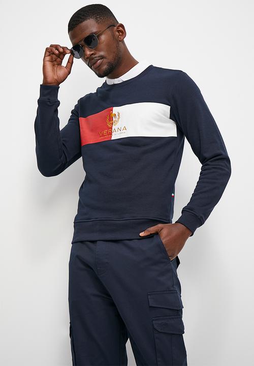 Verana - Embroidered crew neck sweater - navy