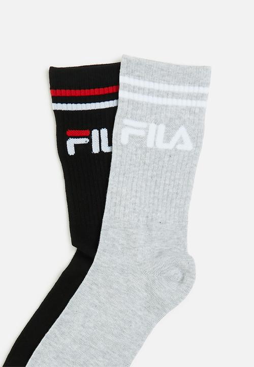 FILA - Stallone tube sock 2 pack - grey melange/black