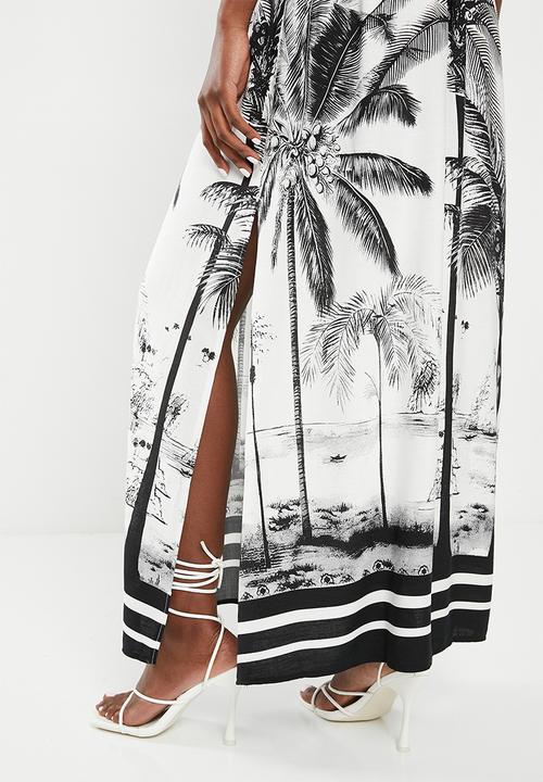 Me&B - Knot detail kaftan dress - stripe palm