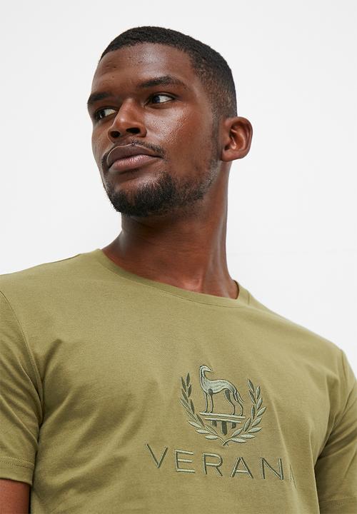 Verana - Tonal embroidered crew neck tee - fatigue