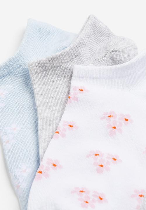 H&M - 7- Pack trainer socks - light blue/floral