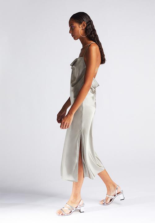 H&M - Satin slip dress - light khaki green