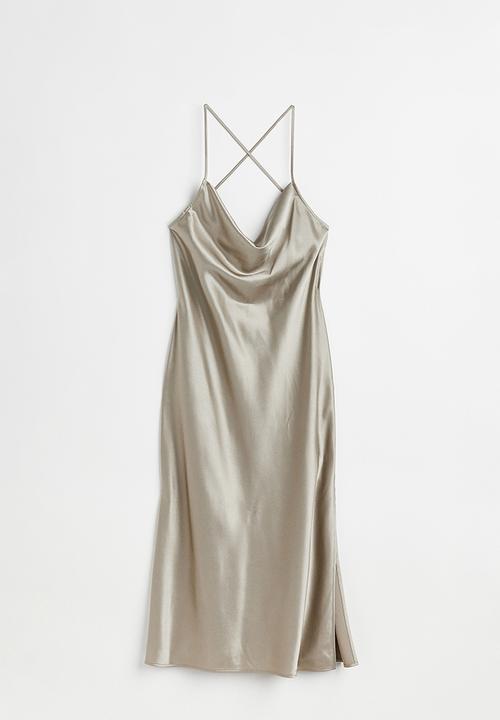 H&M - Satin slip dress - light khaki green
