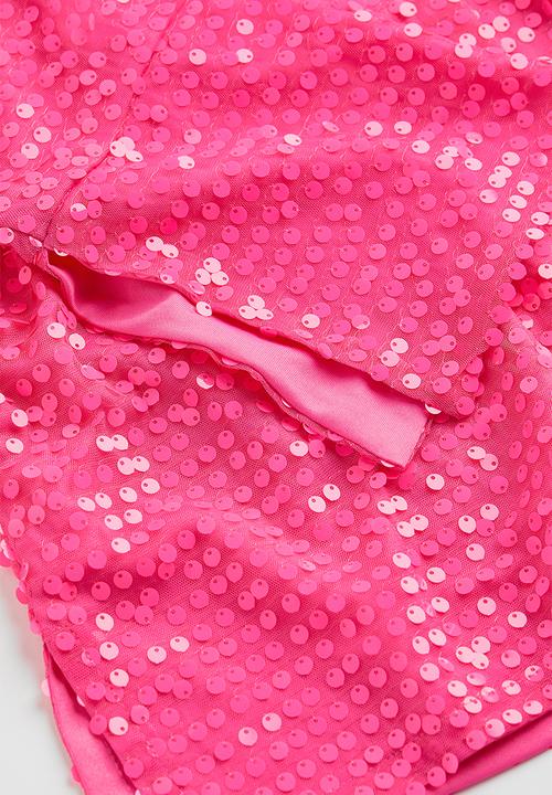 H&M - Sequined shirt dress - cerise 