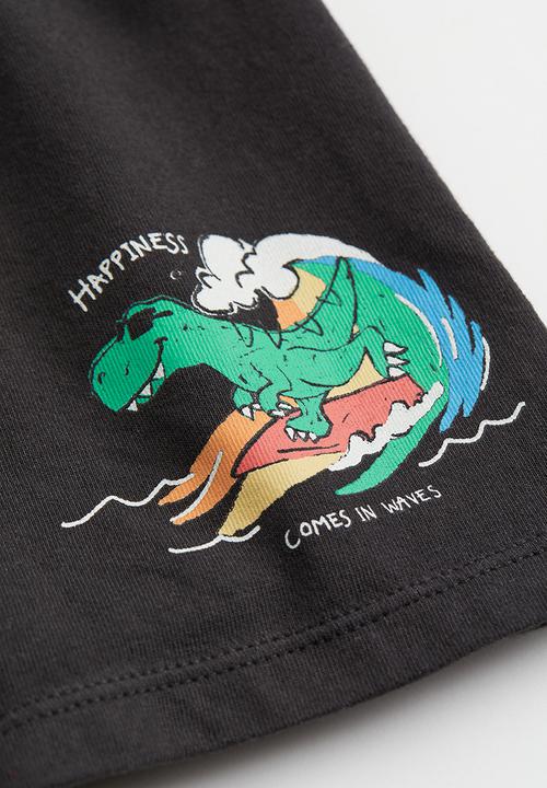 H&M - Jersey shorts - black/dinosaur