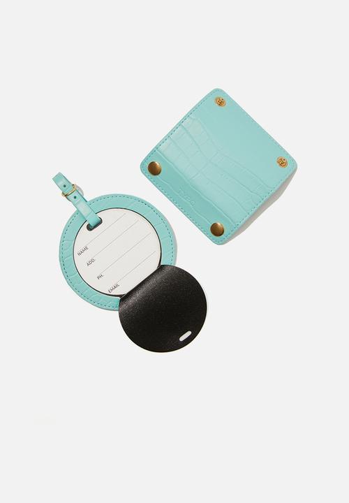 Typo - Off the grid luggage tag & handle cover set - minty skies textured