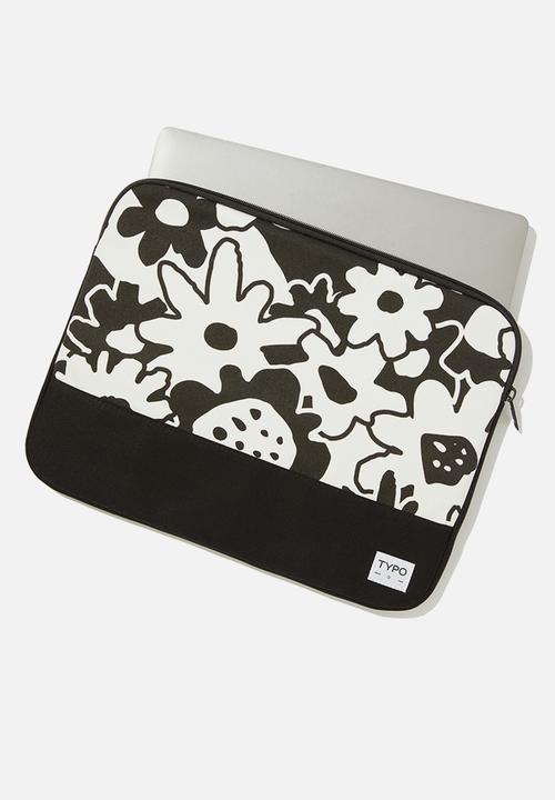 Typo - Take me away 15 inch laptop case - ezra overlap floral black and white