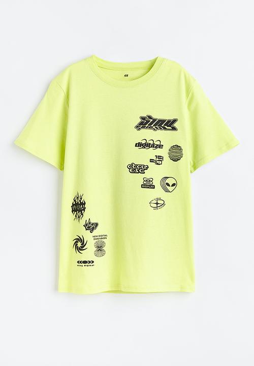H&M - Printed cotton T-shirt - yellow/stay epic