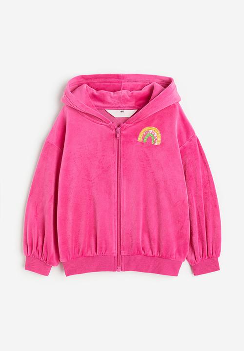 H&M - Zip-through hoodie - cerise/rainbow