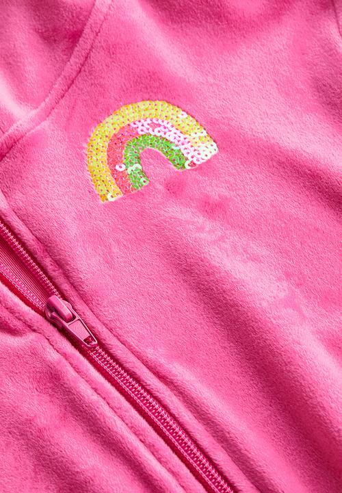 H&M - Zip-through hoodie - cerise/rainbow