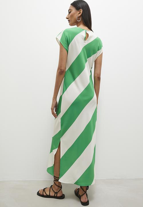 Superbalist - Extended sleeve minimal maxi dress - green stripe