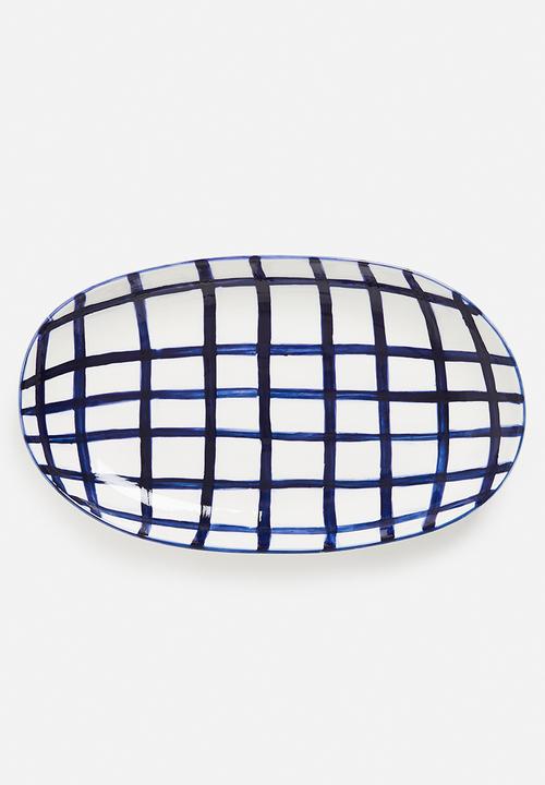 Urchin Art - Criss long platter - blue