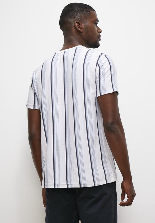 Lark & Crosse - Vertical stripe tee - white & blue