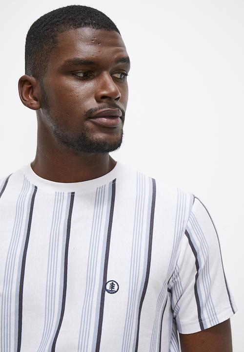 Lark & Crosse - Vertical stripe tee - white & blue