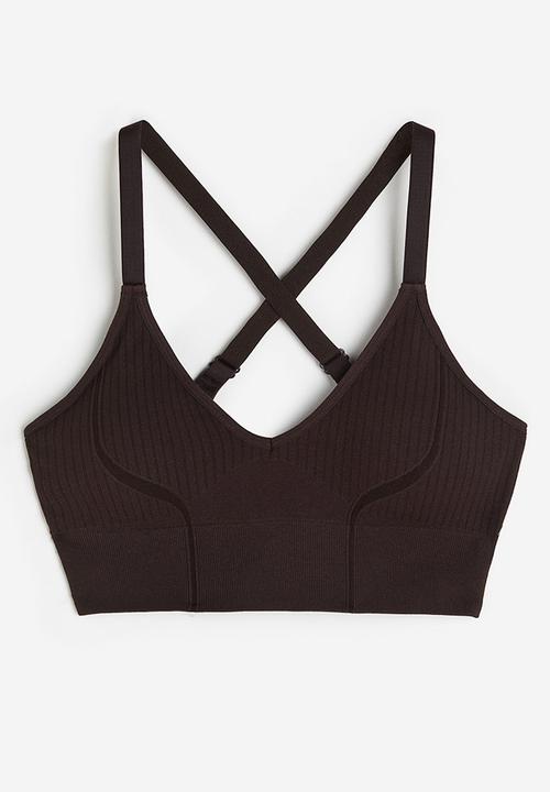 H&M - Drymove™ medium support sports bra - dark brown