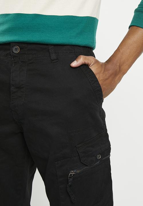 basicthread - Sira peached finished cargo utility pants - black