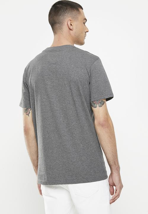 Aca Joe - Mens Aca Joe Towelling & Twill Applique Crew Tee - Charcoal Melange