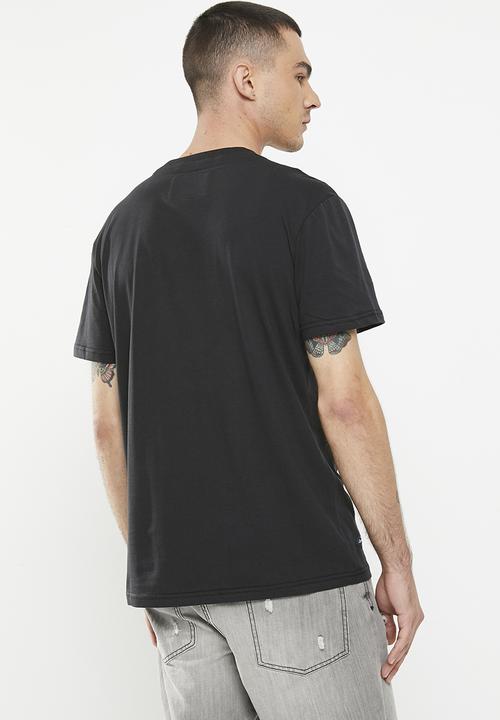 Aca Joe - Mens aca Joe towelling & twill applique crew tee short sleeve - caviar