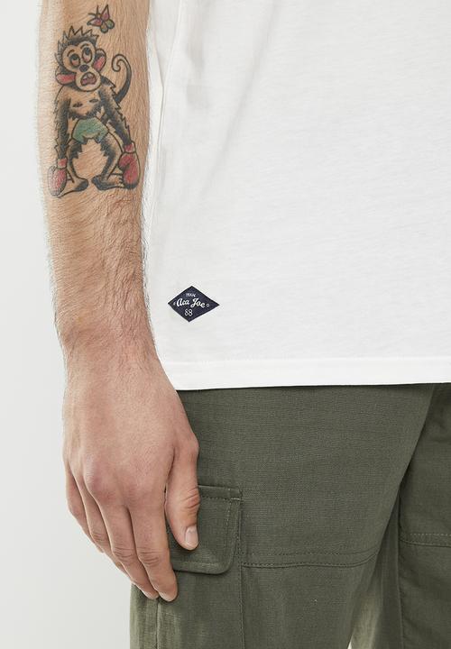 Aca Joe - Mens Aca Joe washed twill applique crew tee - ss - snow white