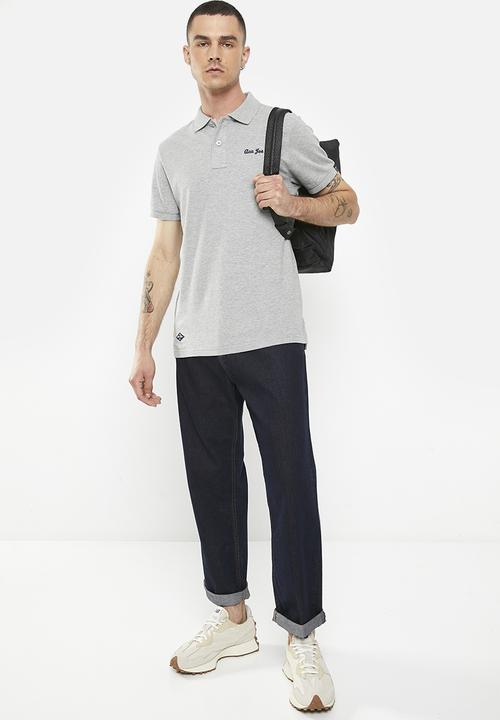 Aca Joe - Mens Aca Joe Pique Regular Fit Logo Embroidery Golfer - Grey Melange