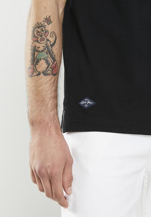 Aca Joe - Mens Aca Joe Pique Regular Fit Logo Embroidery Golfer - Caviar