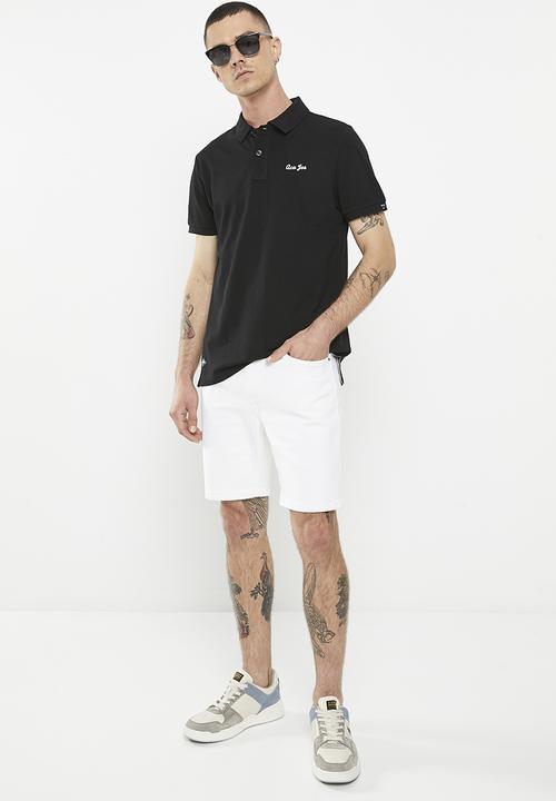 Aca Joe - Mens Aca Joe Pique Regular Fit Logo Embroidery Golfer - Caviar