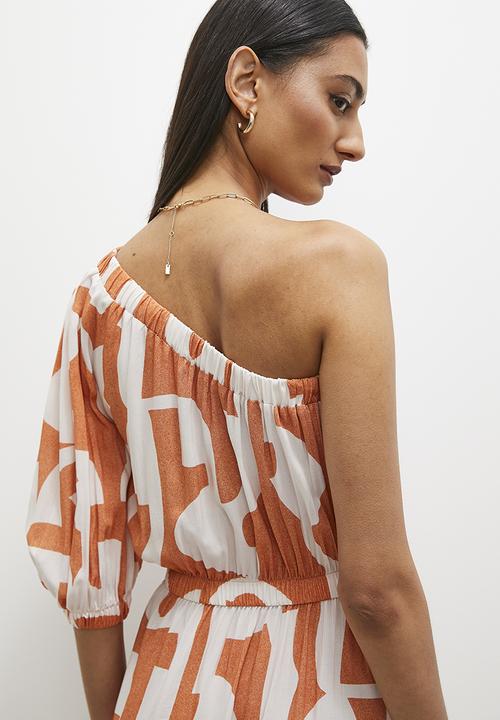 Superbalist - Asym mini dress - orange & white 