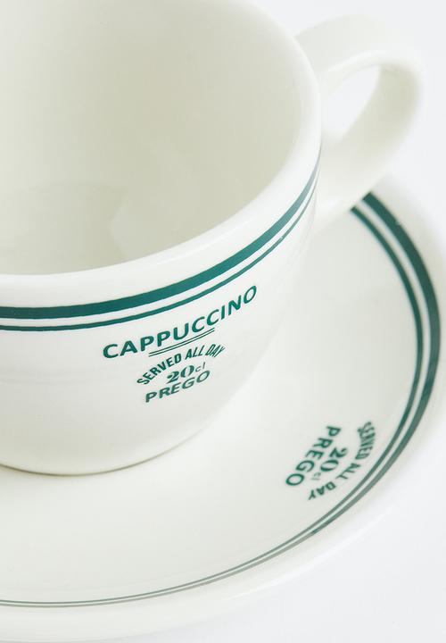 H&M - Cappuccino cup and saucer - white/green 