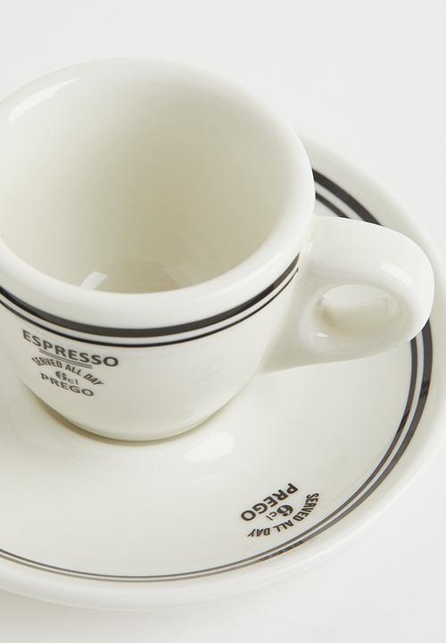 H&M - Espresso cup and saucer - white/black