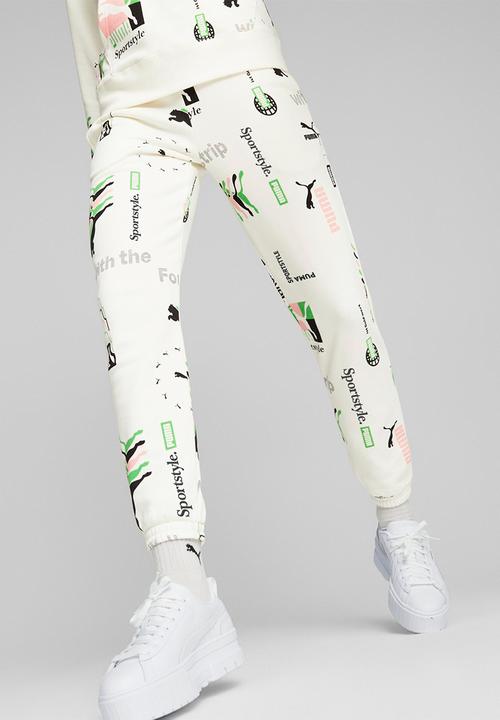 PUMA - Classics brand love aop sweatpants tr - warm white