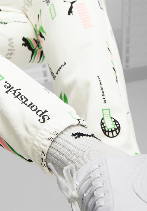 PUMA - Classics brand love aop sweatpants tr - warm white