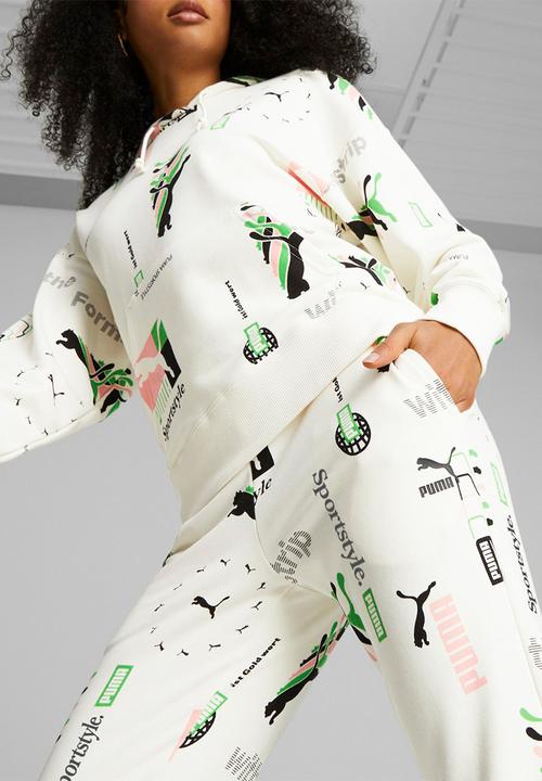 PUMA - Classics brand love aop sweatpants tr - warm white
