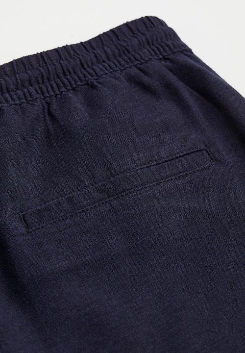 H&M - Linen-blend shorts - dark blue 