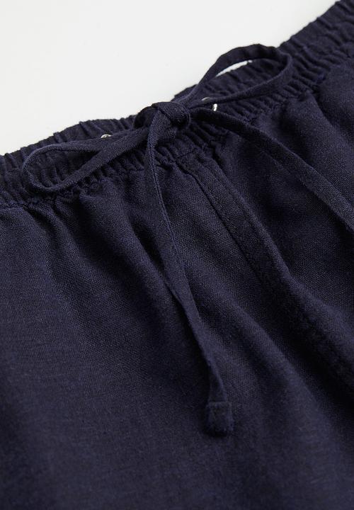 H&M - Linen-blend shorts - dark blue 