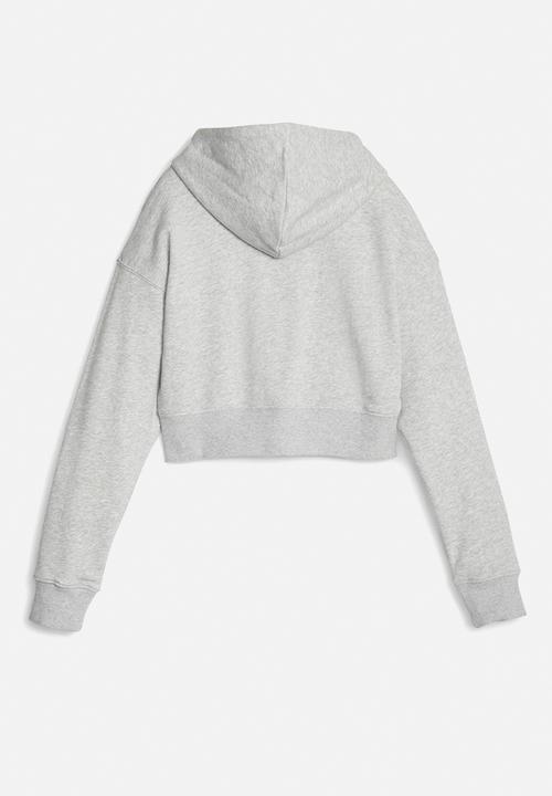 PUMA - Classics cropped hoodie tr - light gray heather