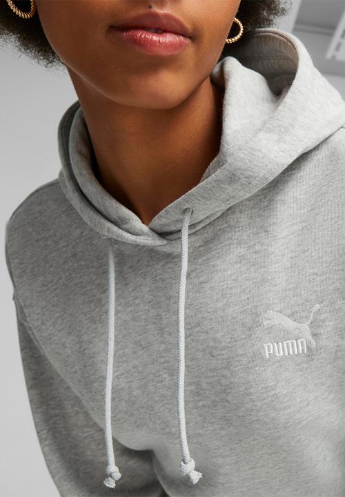 PUMA - Classics cropped hoodie tr - light gray heather