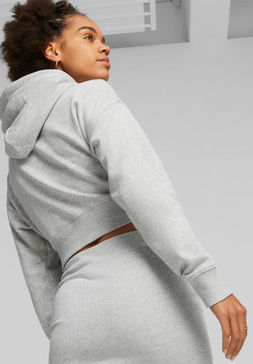 PUMA - Classics cropped hoodie tr - light gray heather